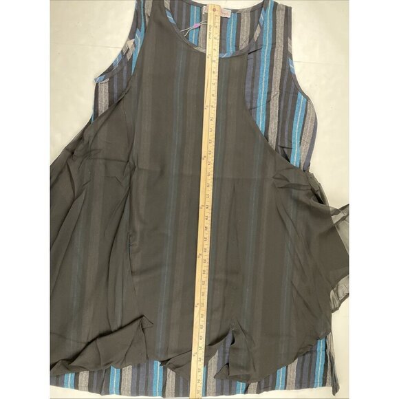 Pretty Angel Two Piece Multi layer Dress Tunic Women’s L Striped Teal Black - Picture 4 of 11